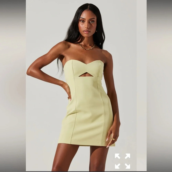 Zara cutout strapless spring yellow cocktail formal dress XL NWOT blogger fav!! - Picture 3 of 9